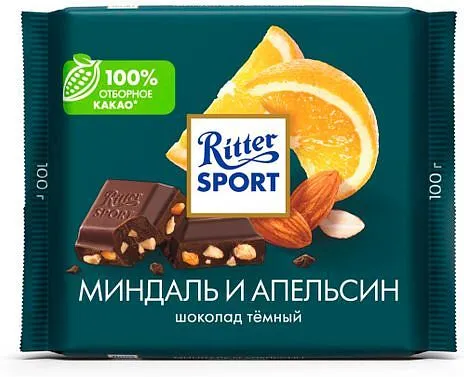 Շոկոլադե սալիկ մուգ՝ նուշով և նարնջով «Ritter Sport» 100գ