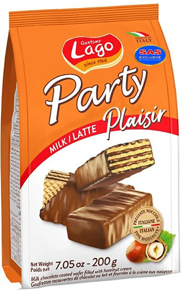 Վաֆլի պնդուկի կրեմով «Lago Plaisir Party Milk Hazelnut» 200գ