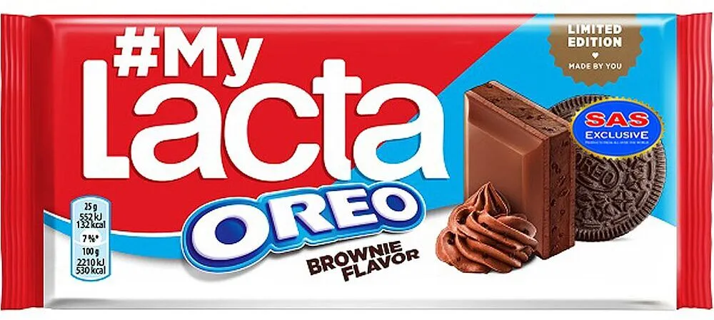 Շոկոլադե սալիկ թխվածքաբլիթով «Lacta Oreo Brownie» 105գ