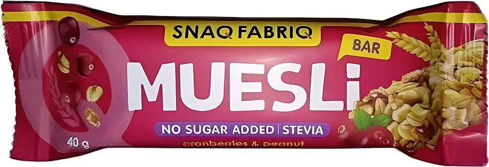 Մյուսլի բատոն գետնանուշով և լոռամրգով «Snaq Fabriq» 40գ