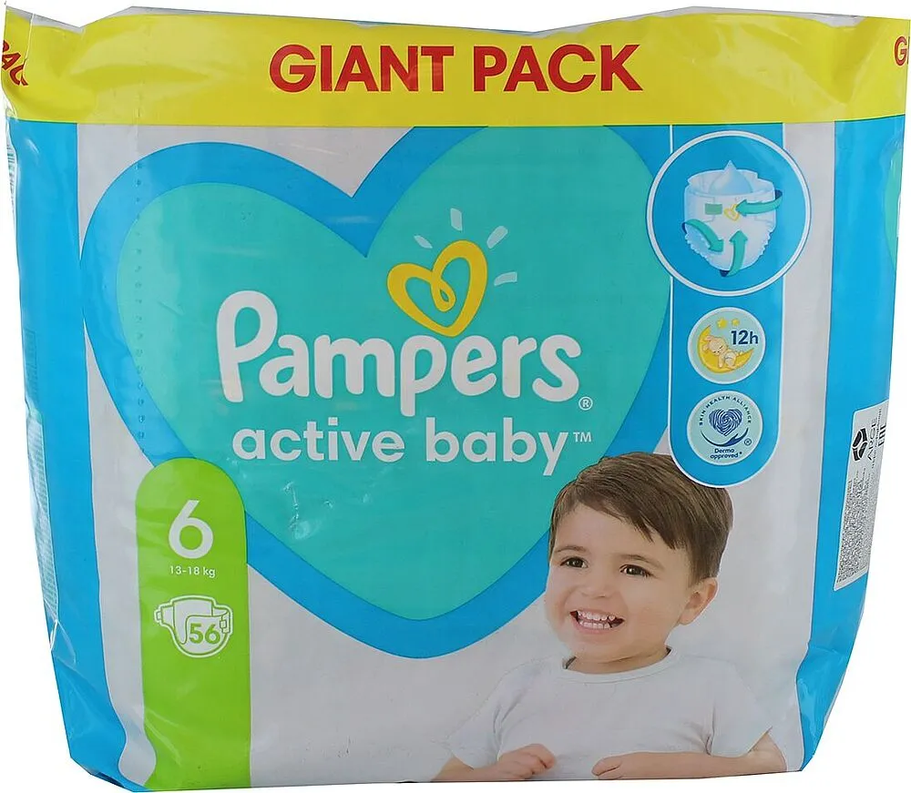 Տակդիրներ «Pampers Active Baby» №6 13-18 կգ 56 հատ