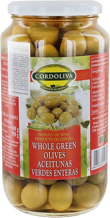 Ձիթապտուղ կանաչ կորիզով «Cordoliva» 940գ 