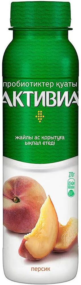 Բիոյոգուրտ ըմպելի դեղձով «Danone Активия» 270գ, յուղայնությունը` 2.1%
