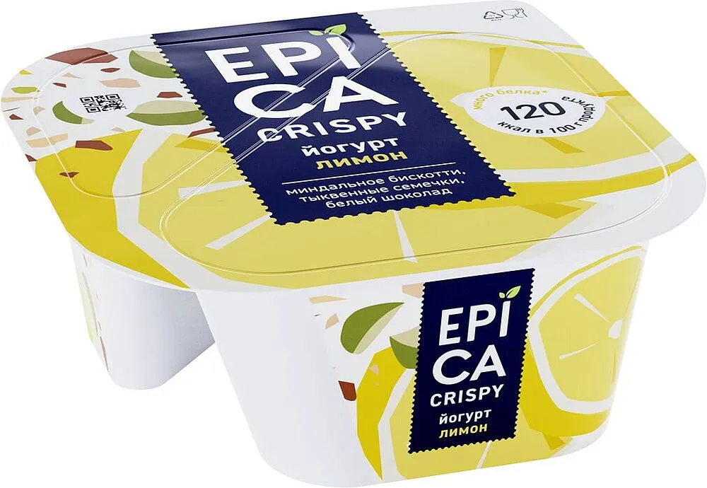 Յոգուրտ կիտրոնի «Epica Crispy» 140գ, յուղայնությունը՝ 8.6%
