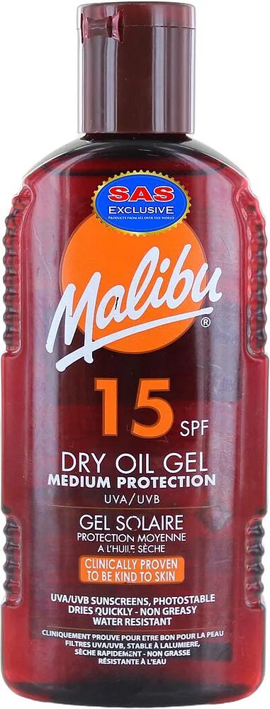 Արևապաշտպան յուղ գել «Malibu Dry Oil Gel 15SPF» 200մլ
