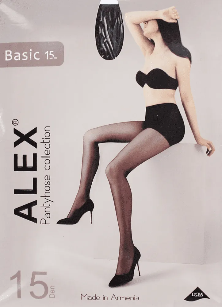 Զուգագուլպա սև «Alex Basic 15 Den N5»