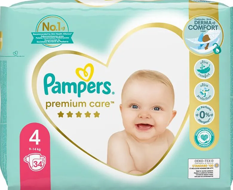 Տակդիրներ «Pampers Premium Care Maxi №4 9-14կգ 34հատ