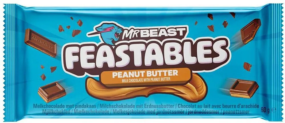 Շոկոլադե սալիկ գետնանուշի կարագով «Mr Beast Feastables» 60գ